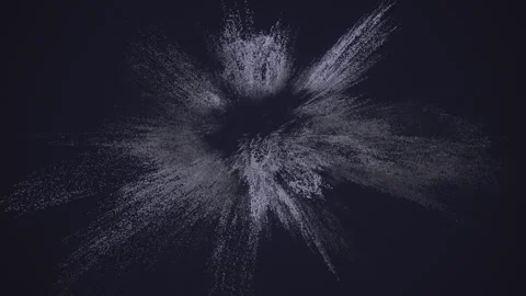 Animation of grey  particles explosion. Slow motion movement Stock Footage 112233826