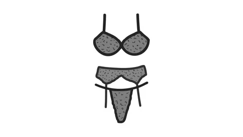 Animation of grey patterned bikini set on white background Stock Footage 348955043