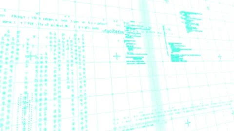 Animation of grid pattern and computer language over white background Stock Footage 253482371