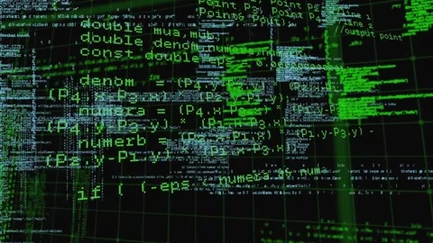 Animation of grid pattern over blue and green colored programming language Stock Footage 327846051