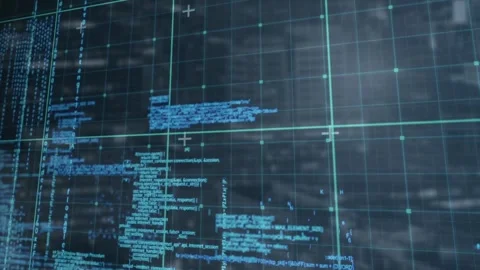 Animation of grid pattern over computer programming language against abstract 動画素材 330469472