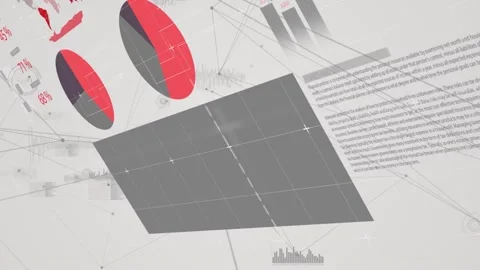 Animation of grid pattern over infographic interface against connected dots on Stock Footage 328360394