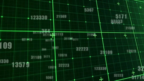 Animation of grid pattern, plus signs over moving numbers against abstract Stock Footage 326190711
