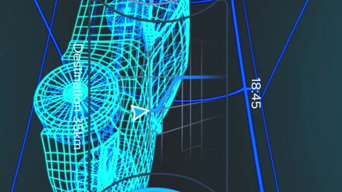 Animation of grid patterned car with speedometer and numbers in circles over Video stock 315219341