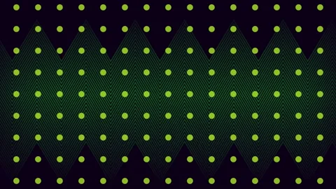 Animation of grid of pulsating pale green dots over thin green parallel zigzag Stock Footage 156387860
