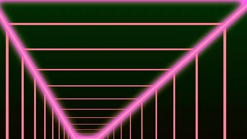 Animation grid retro background neon line light Stock Footage 264575550