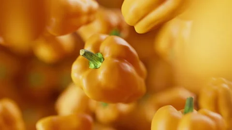 Animation of a group of bell pepper. Defocus. Close-up. Stock Footage 322017252