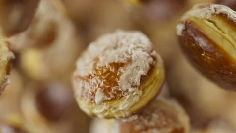 Animation of a group of donuts. Defocus. Close-up. Video stock 308074692