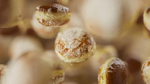 Animation of a group of donuts. Defocus. Close-up. Stock Footage 317497617