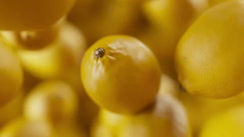 Animation of a group of lemons. Defocus. Close-up. Stock Footage 309335193