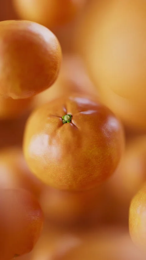 Animation of a group of mandarin. Defocus. Close-up. Stock Footage 314839166