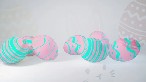 Animation of Group of Painted Easter Eggs Falling on a light background Video stock 150884588
