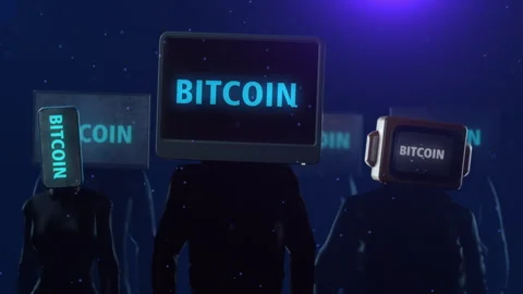 Animation of a group of people with monitors instead of heads, with the inscr 库存影片 265145232