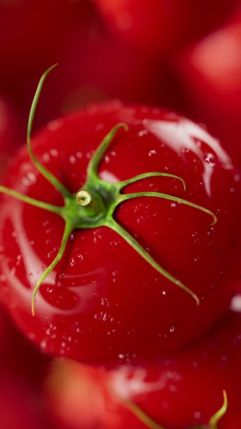 Animation of a group of tomato. Defocus. Close-up. 스톡 동영상 308743699