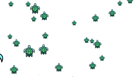 Animation of a group of turtles swimming Stock Footage 328059449