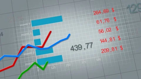 Animation of growing charts in colour Stock Footage 41013826