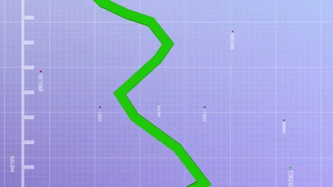 Animation of growing graph with changing numbers over grid pattern against blue 스톡 동영상 312727109