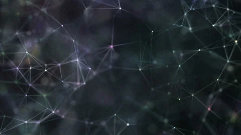 Animation of a growing network of connected lines and dots. Depth of field Stock Footage 114749812