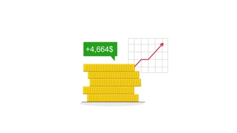 Animation of Growing Stack of Gold Coins with Rising Financial Chart Stock Footage 337695825