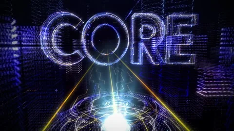 Animation of Hacker creating a hologram of the word Core in a computer database Stock Footage 273315362