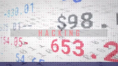 Animation of hacking text with numbers with financial data processing Stock Footage 328821117