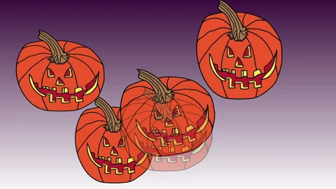 Animation of Halloween decorated pumpkins/ Stock Footage 148443246