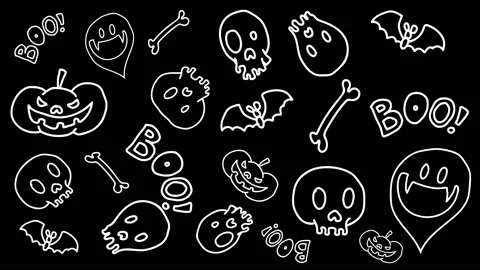 Animation of halloween elements in doodle style Stock Footage 318112750