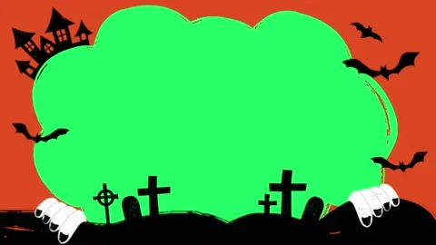 Animation halloween frame with green screen.  Stock Footage 219601419