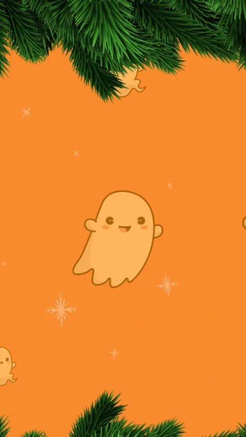 Animation of halloween ghost pattern on orange background Stock Footage 322034142