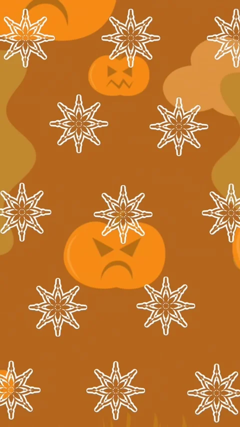 Animation of halloween pumkin pattern on orange background Stock Footage 344594002