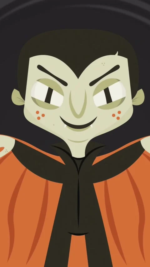 Animation of halloween vampire and circles on grey background Stock Footage 342098112