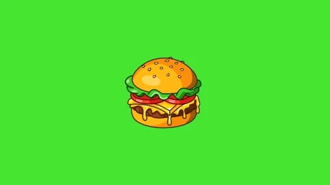 Animation Hamburger appearing on green screen Chroma key Stock Footage 341984552