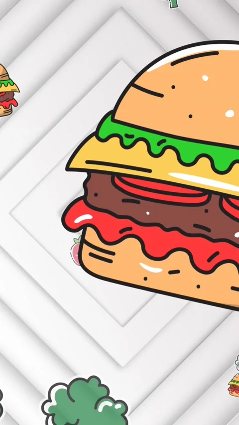 Animation of hamburger icons falling over white diamond circles Stock Footage 344011993