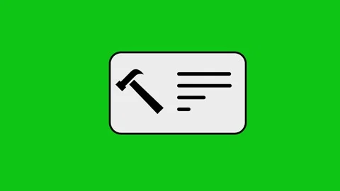 Animation of hammer icon with checklist appearing on whiteboard against gre.. Stock Footage 346496949