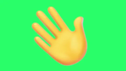 Animation hand bye bye on green background. Stock Footage 255349116