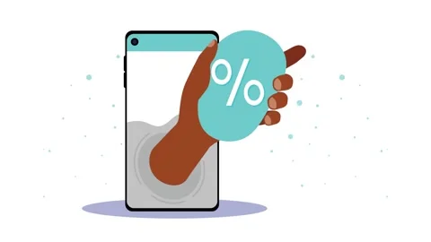 Animation of a hand emerging from a smartphone screen holding a discount pe.. 動画素材 339072843