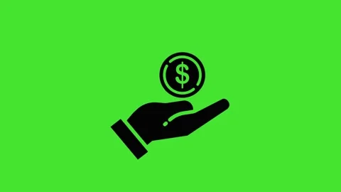 Animation Hand Got Money Icon silhouette Style on Green Screen Chroma Key Vídeos de archivo 344852840