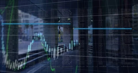 Animation of hand over data processing and binary coding Stock Footage 330657962