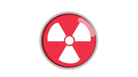 Animation of a hand pressing a red nuclear button with a radioactive symbol on a Stock Footage 319663521