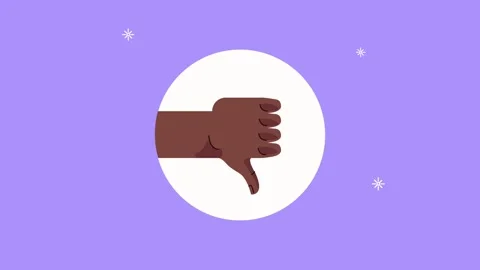 Animation of hand with thumb down showing dislike gesture or negative feedb.. Stock Footage 334539983