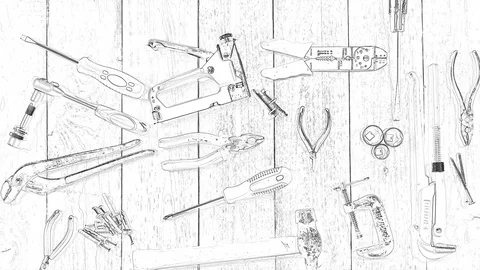 Animation of a hand tool for a joiner with a rectangle for the logo Stock Footage 129850223