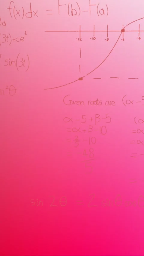 Animation of hand written mathematical formulae over pink background Stock Footage 344693740