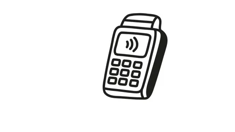 Animation of a handheld payment terminal with keypad and screen Stock Footage 348194070