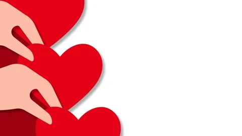 Animation of hands placing red hearts for child health day charity and love.. Stock Footage 344365394