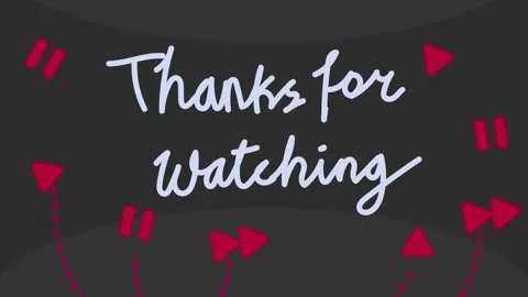 Animation of handwritten thanks for watching with a floating button Stock Footage 313462832