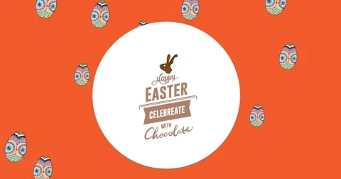 Animation of happy easter text over easter eggs on red background Stock Footage 328924104
