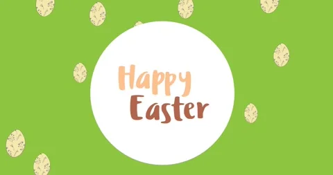 Animation of happy easter text over easter eggs on green background Stock Footage 329491897