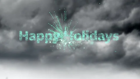 Animation of happy holidays text banner and fireworks exploding against dark 動画素材 329125098