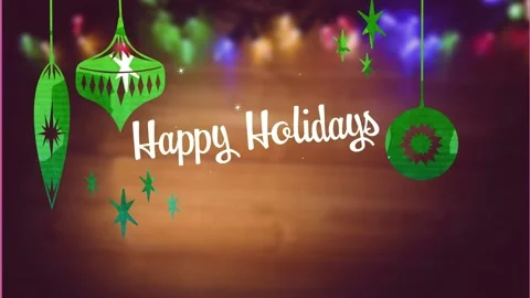 Animation of happy holidays text over christmas decorations 스톡 동영상 220898733