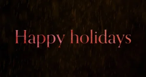 Animation of happy holidays text over snow flakes falling on black background Stock Footage 253528245